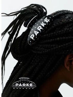 Parke Black Hair Claw with White Polka Dots